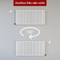 Design Flachheizkörper Paneelheizkörper elektrisch TAYLOR Horizontal Doppellagig Weiß inkl. Heizstab 120 x 60 Steckerfertig