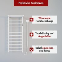 Handtuchwärmer elektrisch PLUG-AND-HEAT mit Handtuchablage Weiß 50 x 120 cm