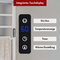 Handtuchwärmer elektrisch PLUG-AND-HEAT mit Handtuchablage Weiß 50 x 120 cm