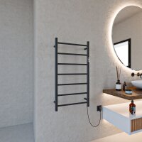 Handtuchwärmer elektrisch PLUG-AND-HEAT mit runden Rohren Schwarz 50 x 100 cm Handtuchwärmer elektrisch PLUG-AND-HEAT mit runden Rohren Schwarz 50 x 100 cm