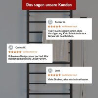 Handtuchwärmer elektrisch PLUG-AND-HEAT mit runden Rohren Schwarz 60 x 120 cm