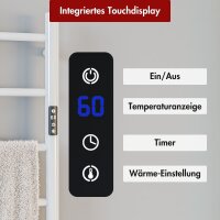 Handtuchwärmer elektrisch PLUG-AND-HEAT mit runden Rohren Weiß 50 x 120 cm