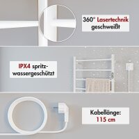 Handtuchwärmer elektrisch PLUG-AND-HEAT mit runden Rohren Weiß 60 x 100 cm