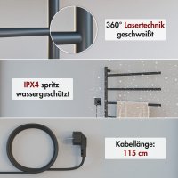 Handtuchwärmer elektrisch PLUG-AND-HEAT seitlich offen Schwarz 60 x 100 cm