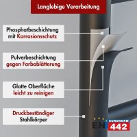 Handtuchwärmer elektrisch PLUG-AND-HEAT seitlich offen Schwarz 60 x 120 cm