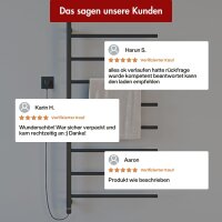 Handtuchwärmer elektrisch PLUG-AND-HEAT seitlich offen Schwarz 60 x 120 cm