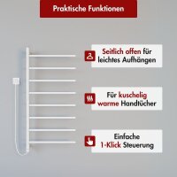 Handtuchwärmer elektrisch PLUG-AND-HEAT seitlich offen Weiß 50 x 120 cm