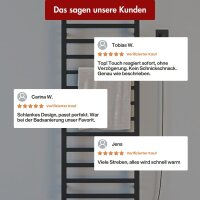 Handtuchwärmer elektrisch PLUG-AND-HEAT mit eckigen Rohren Schwarz 50 x 130 cm