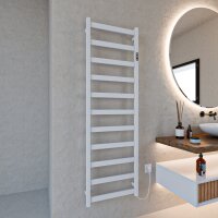 Handtuchwärmer elektrisch PLUG-AND-HEAT mit eckigen Rohren Weiß 50 x 160 cm
