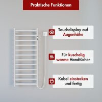 Handtuchwärmer elektrisch PLUG-AND-HEAT mit eckigen Rohren Weiß 50 x 160 cm