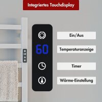 Handtuchwärmer elektrisch PLUG-AND-HEAT mit eckigen Rohren Weiß 50 x 160 cm