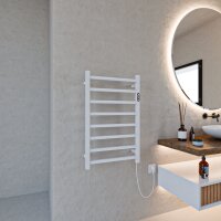 Handtuchwärmer elektrisch PLUG-AND-HEAT kompakt mit eckigen Rohren Weiß 50 x 80 cm