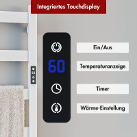 Handtuchwärmer elektrisch PLUG-AND-HEAT kompakt mit eckigen Rohren Weiß 50 x 80 cm