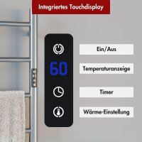 Handtuchwärmer elektrisch PLUG-AND-HEAT mit runden Rohren Chrom 50 x 100 cm