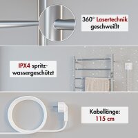 Handtuchwärmer elektrisch PLUG-AND-HEAT mit runden Rohren Chrom 60 x 100 cm