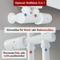 Handtuchheizkörper ALRONA Weiß Seitlich offen rechts oder links 50 cm 115 cm