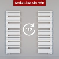 Handtuchheizkörper ALRONA Weiß Seitlich offen rechts oder links 60 cm 164 cm