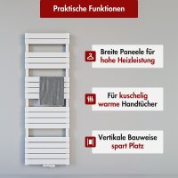 Handtuchheizkörper PANDEMA Weiß Seiten und Mittelanschluss 60 cm 120 cm