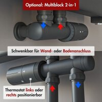 Handtuchheizkörper PANDEMA Anthrazit Seiten und Mittelanschluss 60 cm 140 cm