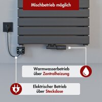 Handtuchheizkörper PANDEMA Anthrazit Seiten und Mittelanschluss 60 cm 140 cm