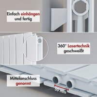 Paneelheizkörper Flachheizkörper LAVA ECO Vertikal Doppellagig Weiß 61 cm 160 cm