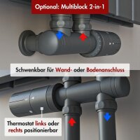 Paneelheizkörper Flachheizkörper LAVA ECO Vertikal Doppellagig Anthrazit 53 cm 160 cm