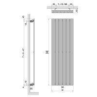 Paneelheizkörper Flachheizkörper LAVA Vertikal Einlagig Anthrazit 180 cm 30 cm