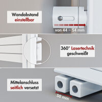 Handtuchheizkörper elektrisch ALRONA Seitlich offen Weiß inkl. Heizstab SMART 50 cm 115 cm