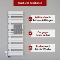Handtuchheizkörper elektrisch ALRONA Seitlich offen Weiß inkl. Heizstab SMART und Glykol 60 cm 140 cm