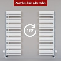 Handtuchheizkörper elektrisch ALRONA Seitlich offen Weiß inkl. Heizstab SMART und Glykol 60 cm 140 cm