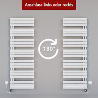 Handtuchheizkörper elektrisch ALRONA Seitlich offen Weiß inkl. Heizstab SMART 60 cm 164 cm befüllt