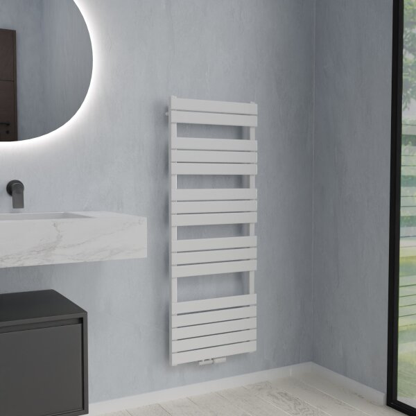 Handtuchheizkörper PANDEMA Weiß Mittel- und Seitenanschluss inkl. Thermostat 60 cm 160 cm