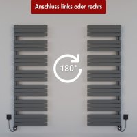 Handtuchheizkörper elektrisch ALRONA Seitlich offen Anthrazit inkl. Heizstab SMART 50 cm 115 cm
