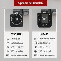 Handtuchheizkörper elektrisch ALRONA Seitlich offen Anthrazit inkl. Heizstab SMART und Glykol 60 cm 164 cm