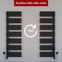 Handtuchheizkörper elektrisch ALRONA Seitlich offen Schwarz inkl. Heizstab SMART und Glykol 60 cm 140 cm