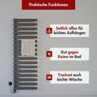 Handtuchheizkörper elektrisch Premium ALRONA Seitlich offen Anthrazit inkl. Heizstab SMART 50 cm 160 cm