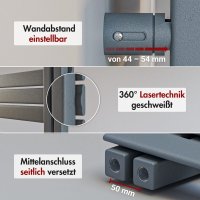 Handtuchheizkörper elektrisch Premium ALRONA Seitlich offen Anthrazit inkl. Heizstab SMART 50 cm 183 cm befüllt
