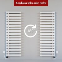 Handtuchheizkörper elektrisch Premium ALRONA Seitlich offen Weiß inkl. Heizstab SMART 50 cm 140 cm befüllt