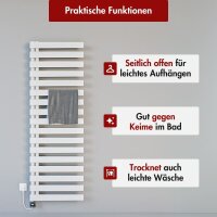 Handtuchheizkörper elektrisch Premium ALRONA Seitlich offen Weiß inkl. Heizstab SMART 60 cm 183 cm befüllt