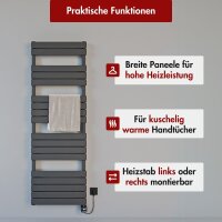 Handtuchheizkörper elektrisch PANDEMA Anthrazit inkl. Heizstab SMART und Glykol 50 cm 140 cm