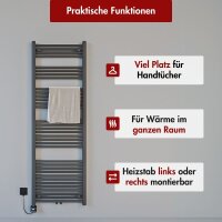 Handtuchheizkörper elektrisch Badheizkörper ALPIYA Anthrazit inkl. Heizstab SMART und Glykol 50 cm 120 cm