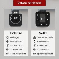 Handtuchheizkörper elektrisch Badheizkörper ALPIYA Anthrazit inkl. Heizstab SMART und Glykol 50 cm 120 cm