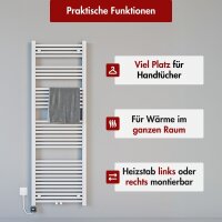 Handtuchheizkörper elektrisch Badheizkörper ALPIYA Weiß inkl. Heizstab SMART 60 cm 120 cm