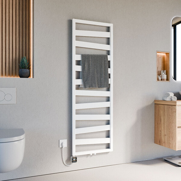 Badheizkörper elektrisch Mittelanschluss ZEBRA Weiß inkl. Heizstab SMART 50 cm 156 cm