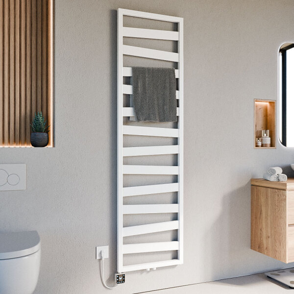 Badheizkörper elektrisch Mittelanschluss ZEBRA Weiß inkl. Heizstab SMART 50 cm 182 cm