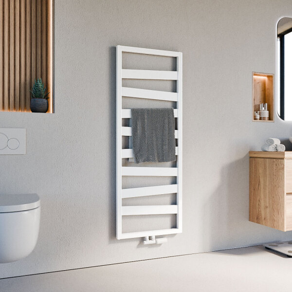 Badheizkörper Mittelanschluss ZEBRA Weiß inkl. Thermostat 50 cm 134 cm