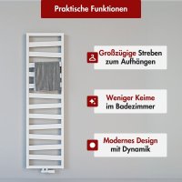 Badheizkörper Mittelanschluss ZEBRA Weiß inkl. Thermostat 50 cm 134 cm