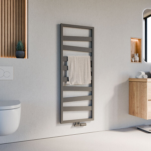 Badheizkörper Mittelanschluss ZEBRA Anthrazit inkl. Thermostat 50 cm 134 cm