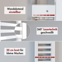 Handtuchheizkörper elektrisch LUMIRA Weiß inkl. Heizstab SMART 20 cm 140 cm befüllt