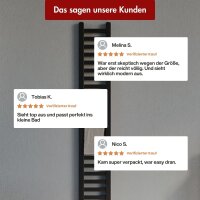 Handtuchheizkörper elektrisch LUMIRA Schwarz inkl. Heizstab SMART und Glykol 20 cm 140 cm